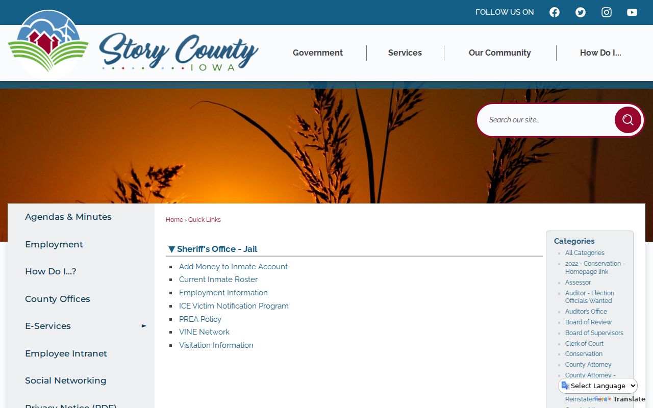 Story County arrest search through the current inmate roster gateway