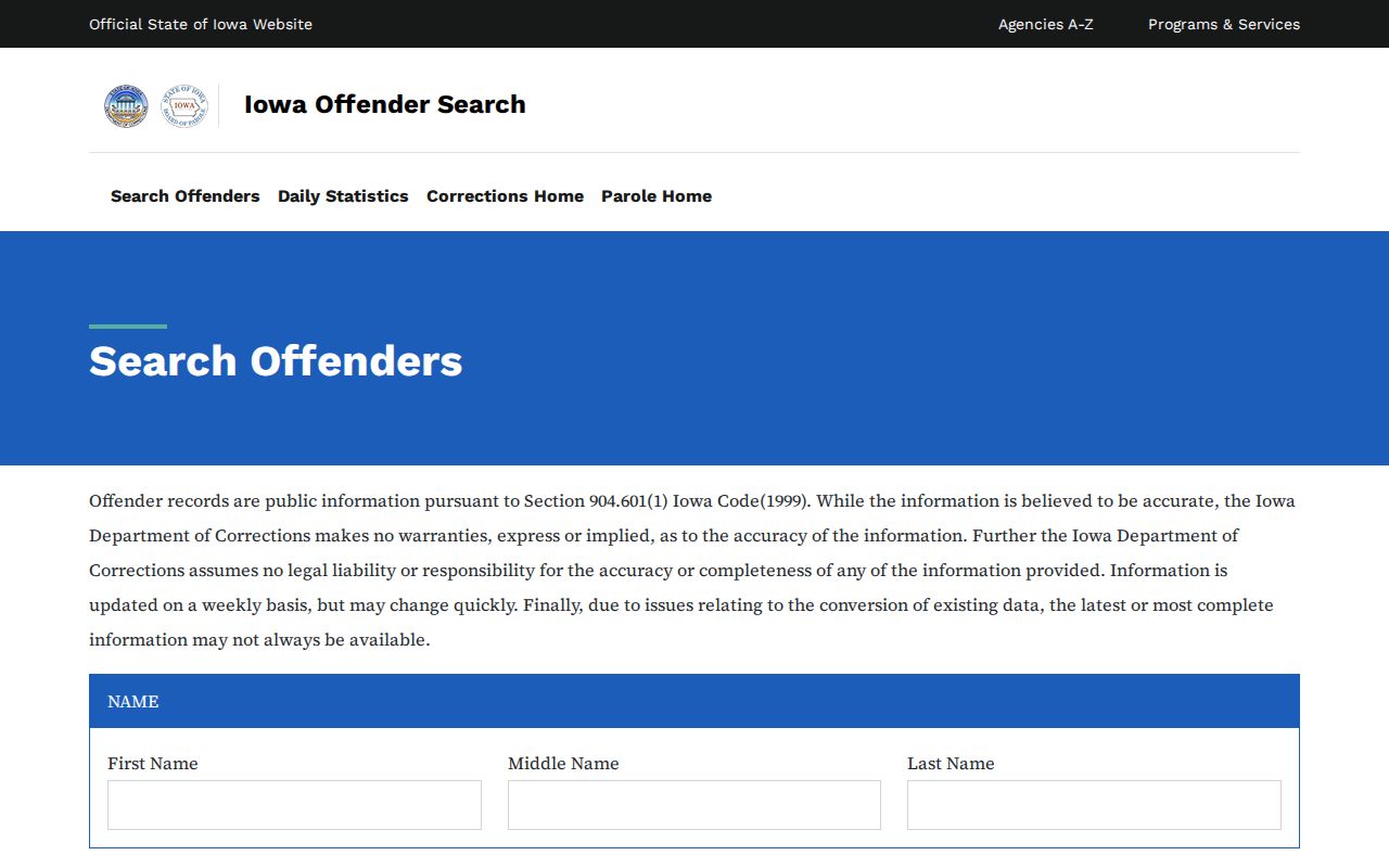 Story County arrest history follow-up in Iowa DOC Offender Search