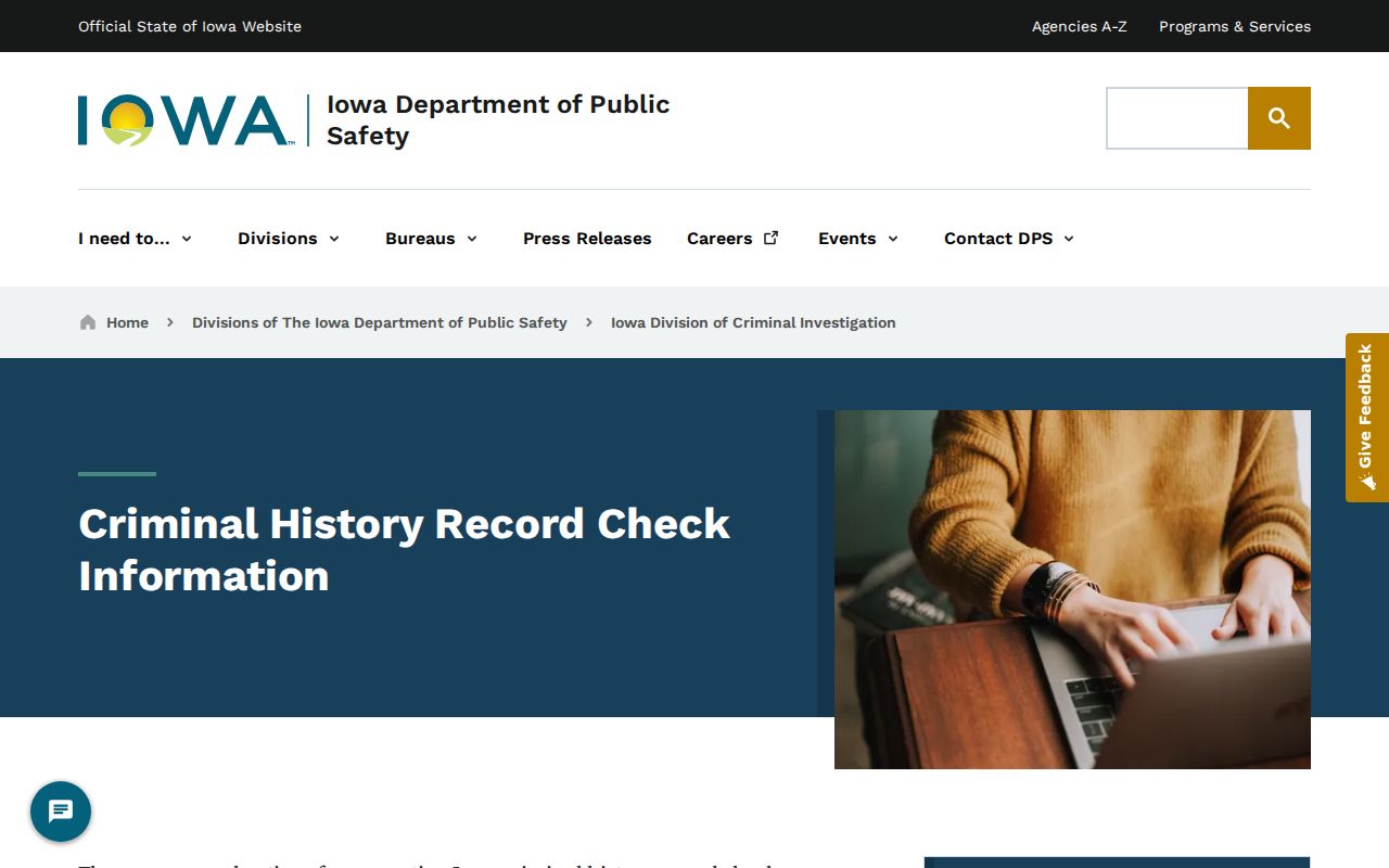 Story County criminal history Iowa DCI record check information