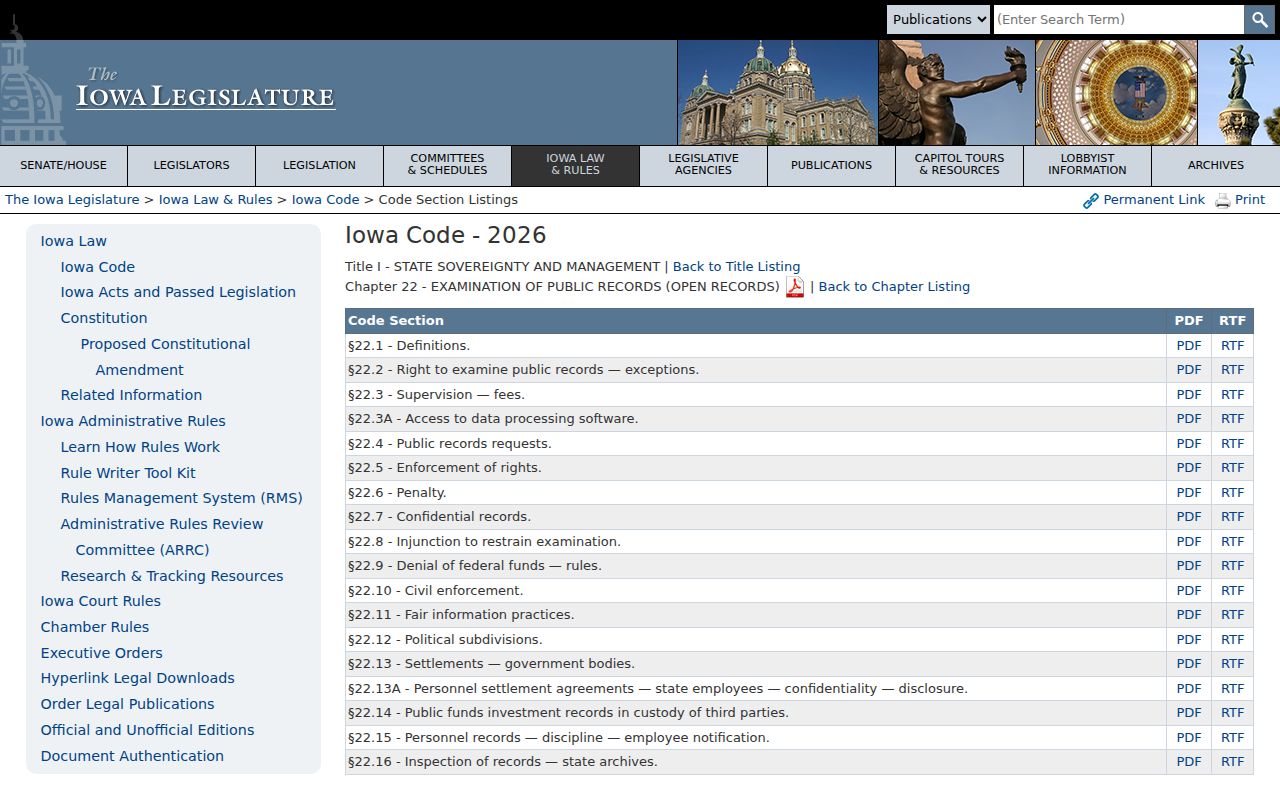 Nevada criminal records and Iowa Open Records Law