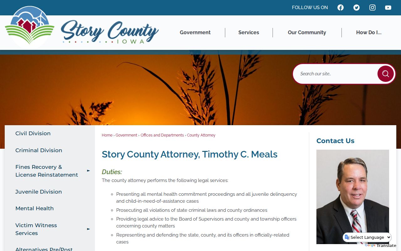 Nevada criminal prosecution records and Story County Attorney information