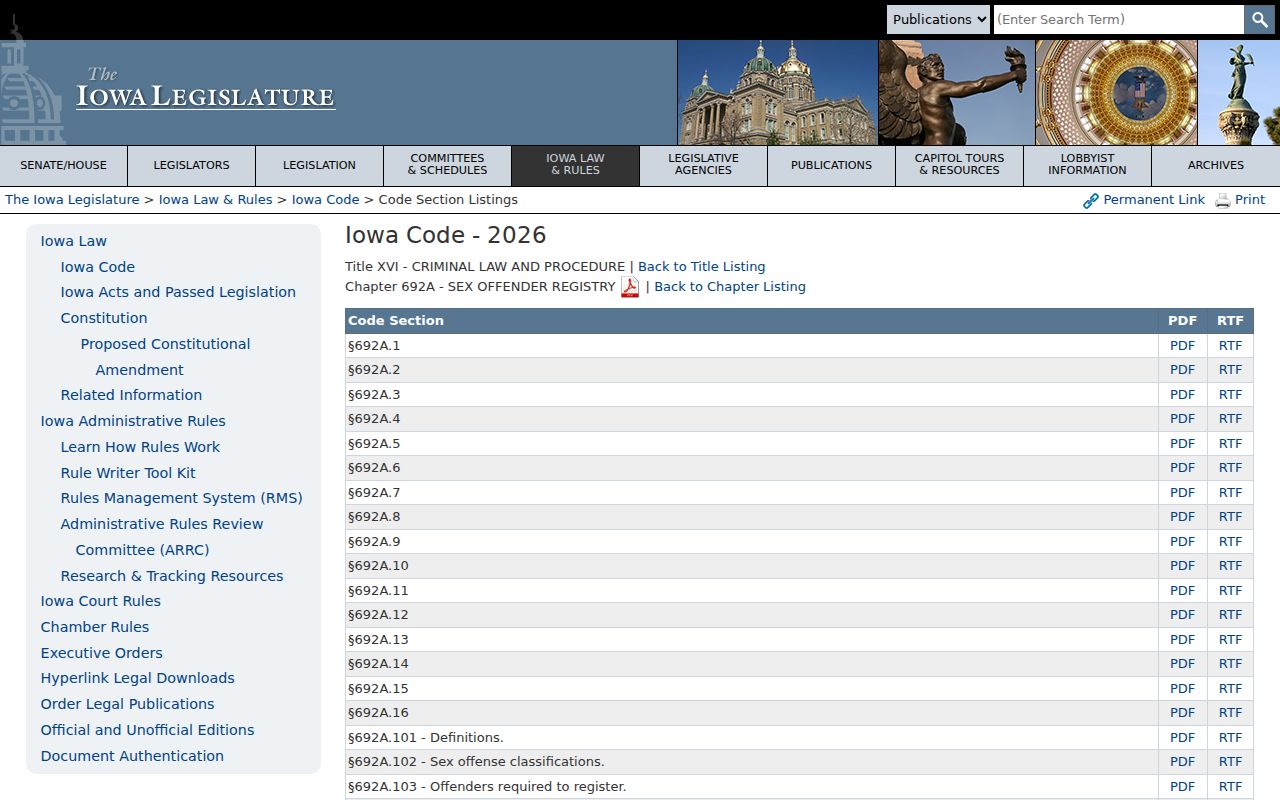 Story County sex offender registry law under Iowa Code chapter 692A
