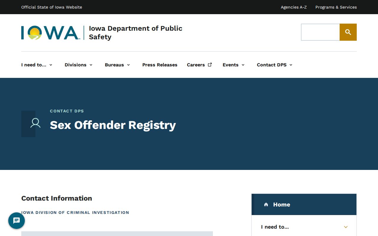Iowa DCI contact details for Story County sex offender registry questions