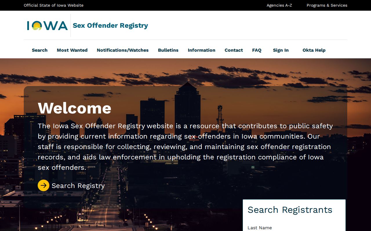 Story County sex offender lookup on the Iowa Sex Offender Registry