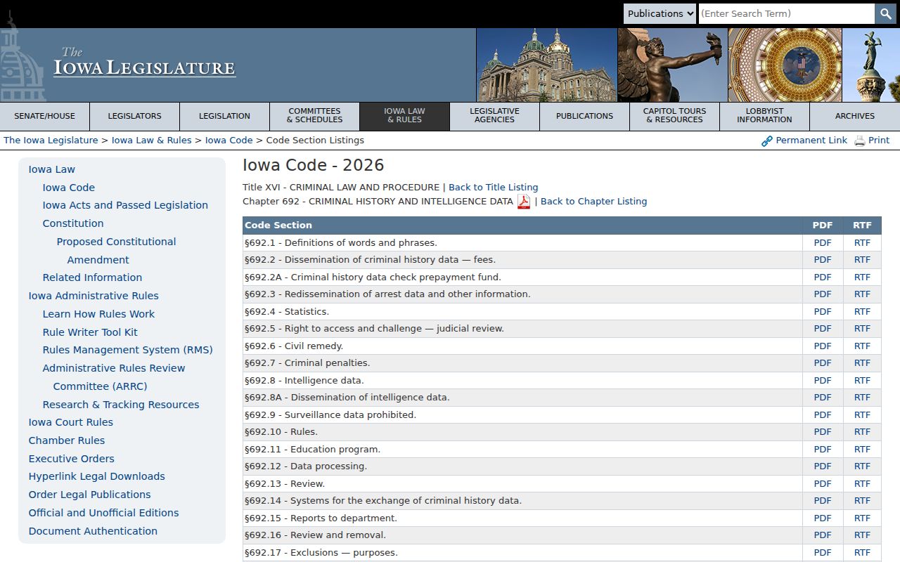 Iowa criminal history law distinguished from Story County sex offender registry records